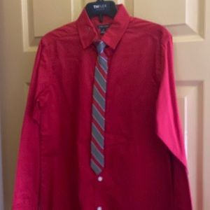Boys red shirt Tommy Hilfiger and tie bundle